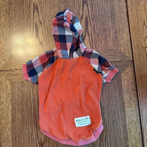 Fitwarm EUC orange & plaid dog hoodie - Picture 2 of 4